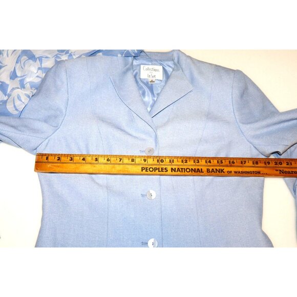 Collections For Le Suit Light Blue Button-Up Blazer With Sheer Scarf Office Sire - Picture 7 of 7